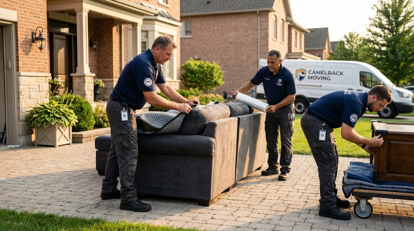 Large estate moving crew wrapping furniture in White Marsh, MD