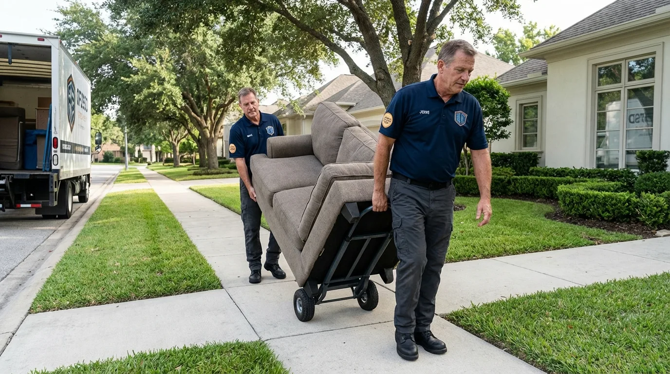 Local residential moving crew loading furniture in White Marsh, MD